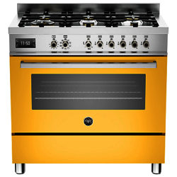 Bertazzoni Professional Series 90cm Dual Fuel Single Range Cooker Yellow